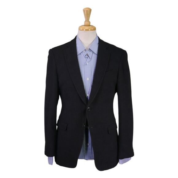 Pal Zileri Black/Purple Plaid Knit Wool-Cotton Unstructured 2B Blazer Jacket 40R - Picture 1 of 10